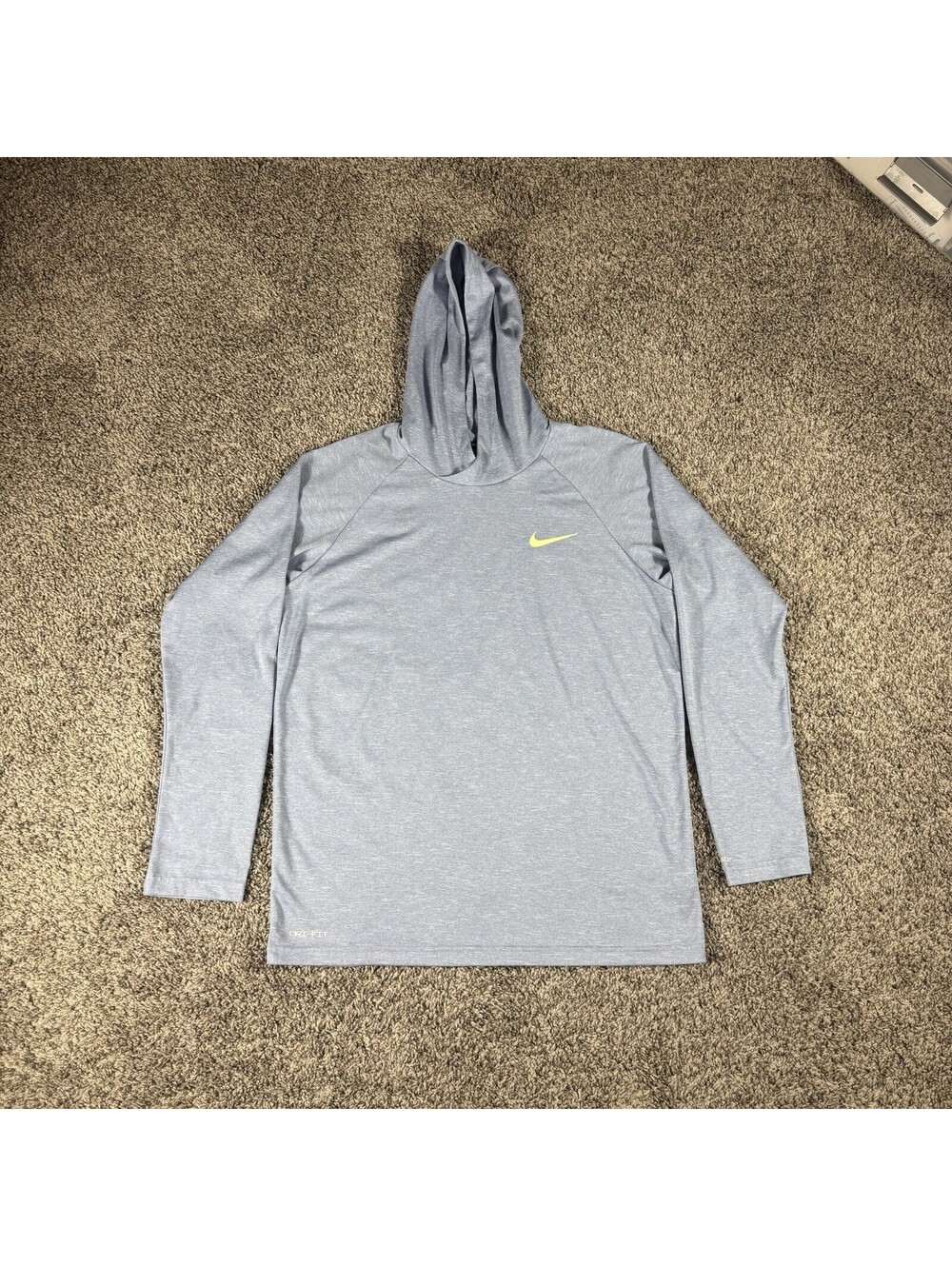 Nike Swim Shirt Men Small Light Blue  Long Sleeve Pullover Dri-FIT UPF 40+ Hood